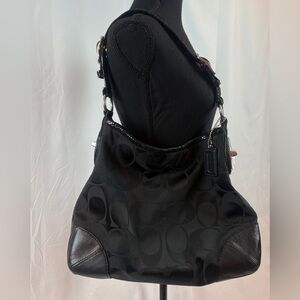 Coach Peyton Signature Sateen Black Shoulder Bag No M1068-14525